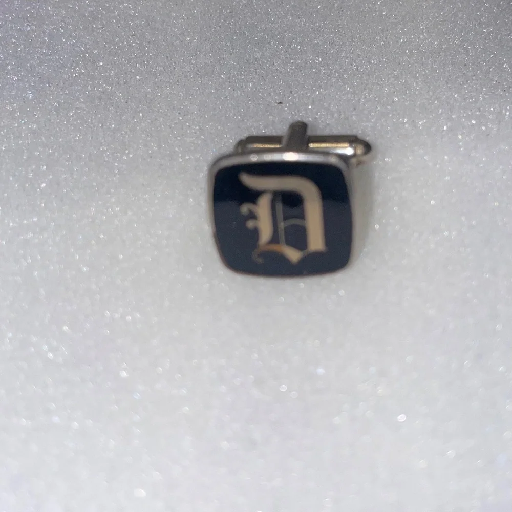 Replacement Lost J Monogram Initial Letter SINGLE Vintage Cuff Link Black Silver